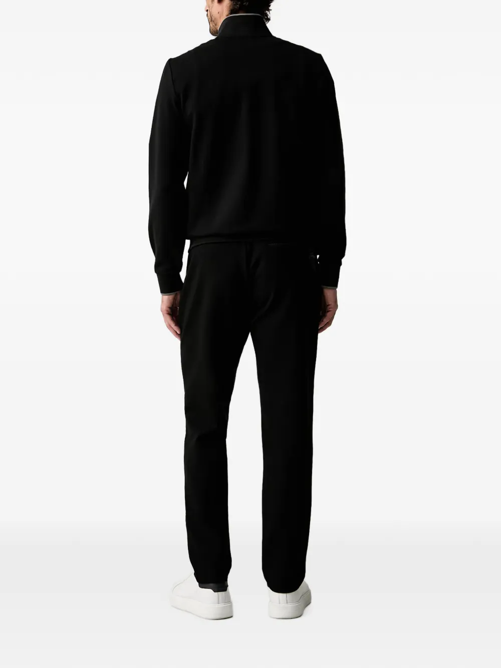 Aeronautica Militare logo-embroidered piped sweater Zwart