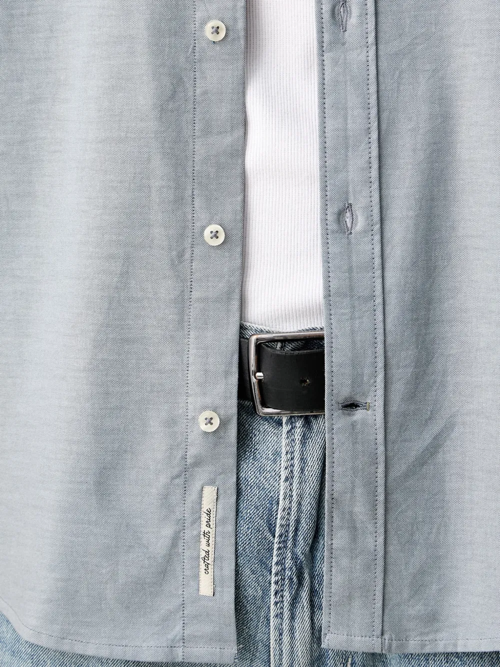 Scotch & Soda button-down collar logo-embroidered shirt Blauw