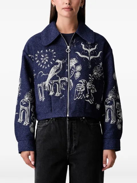 Scotch & Soda x Royal Delft graphic-jacquard zip-up jacket