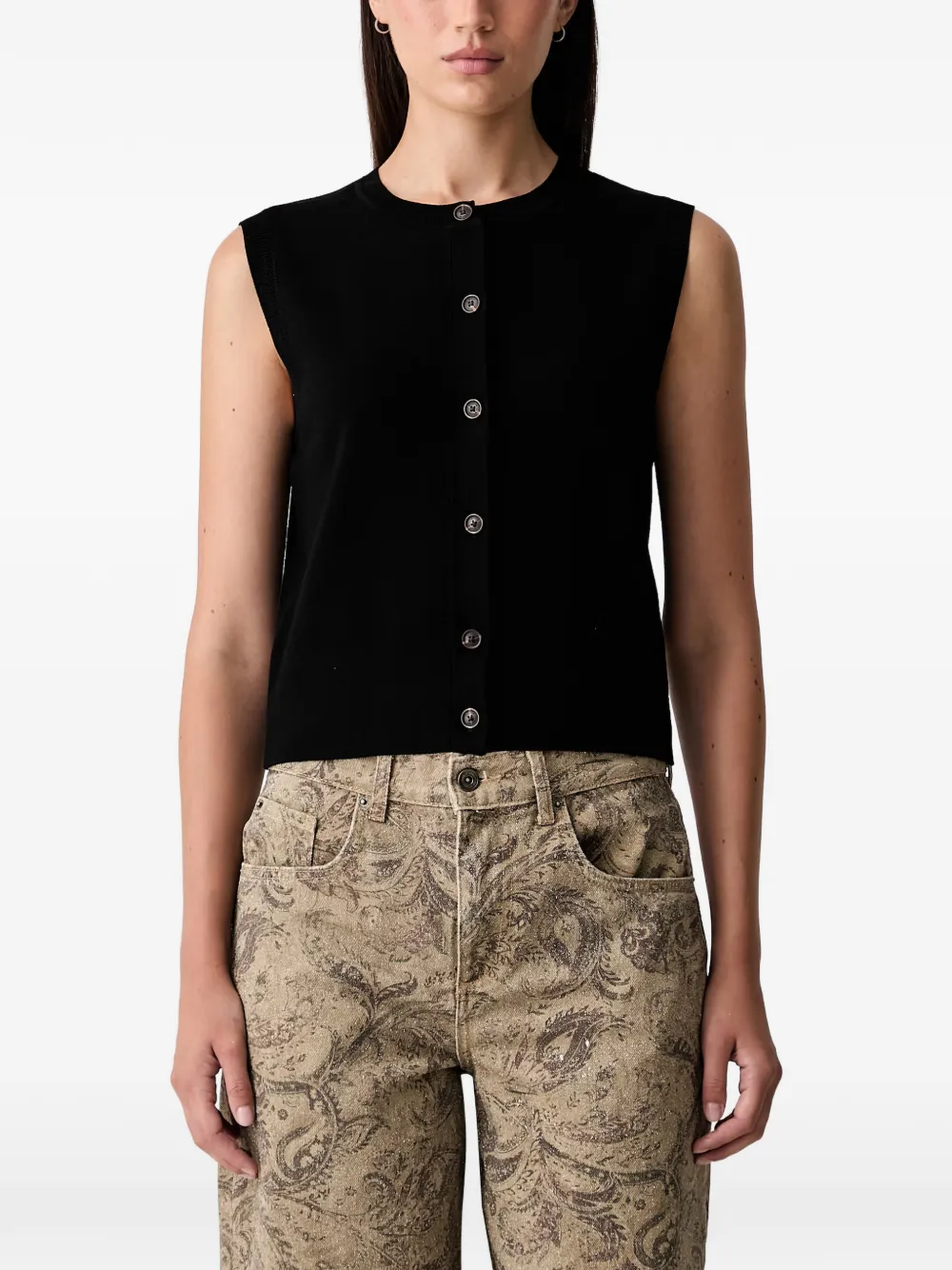 Scotch & Soda embroidered sleeveless top - Noir