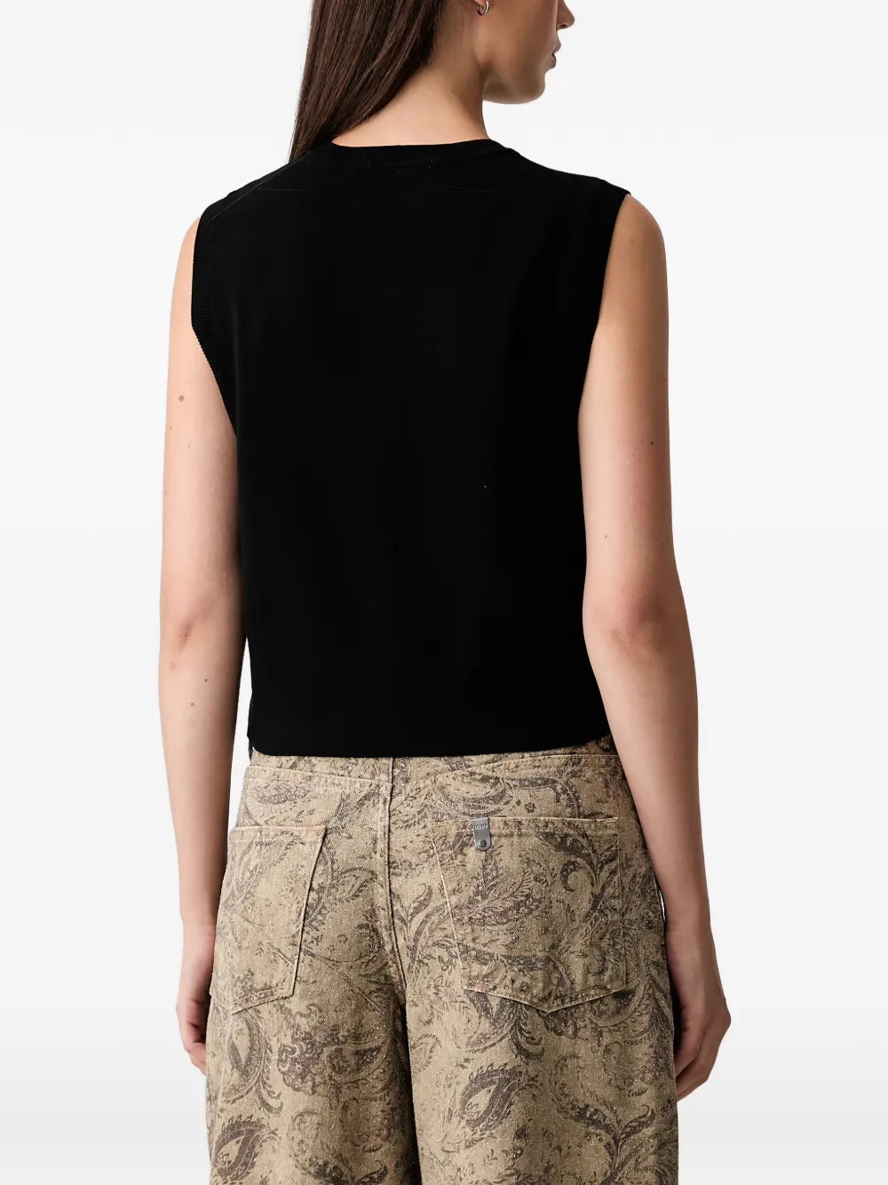 Scotch & Soda Mouwloze top met borduurwerk Zwart