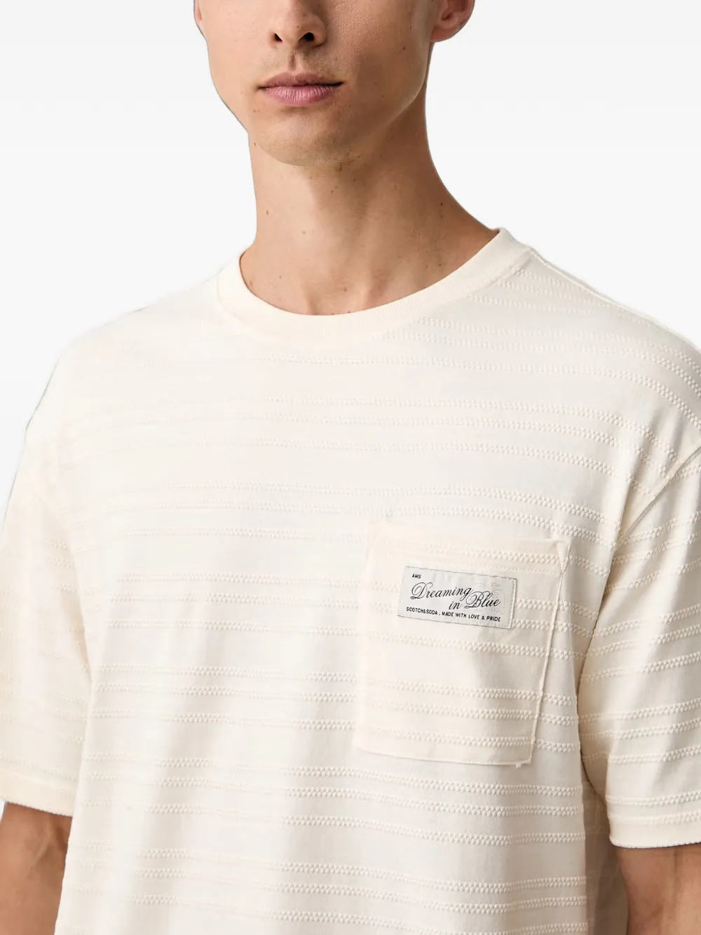 Scotch & Soda T-shirt met borstzak en textuur Wit