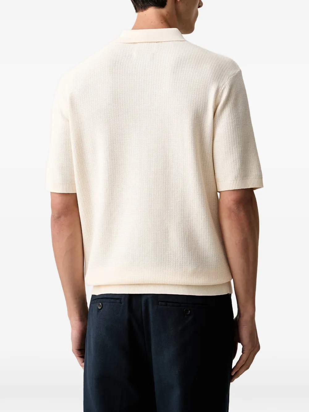 Scotch & Soda Wafelgebreid poloshirt met korte mouwen Beige
