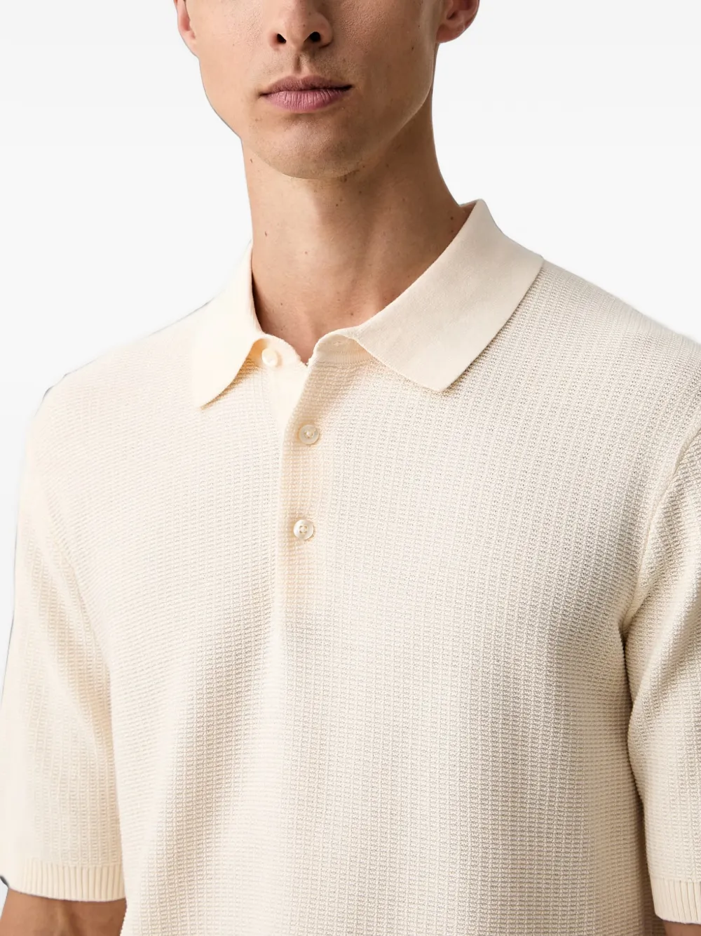Scotch & Soda Wafelgebreid poloshirt met korte mouwen Beige