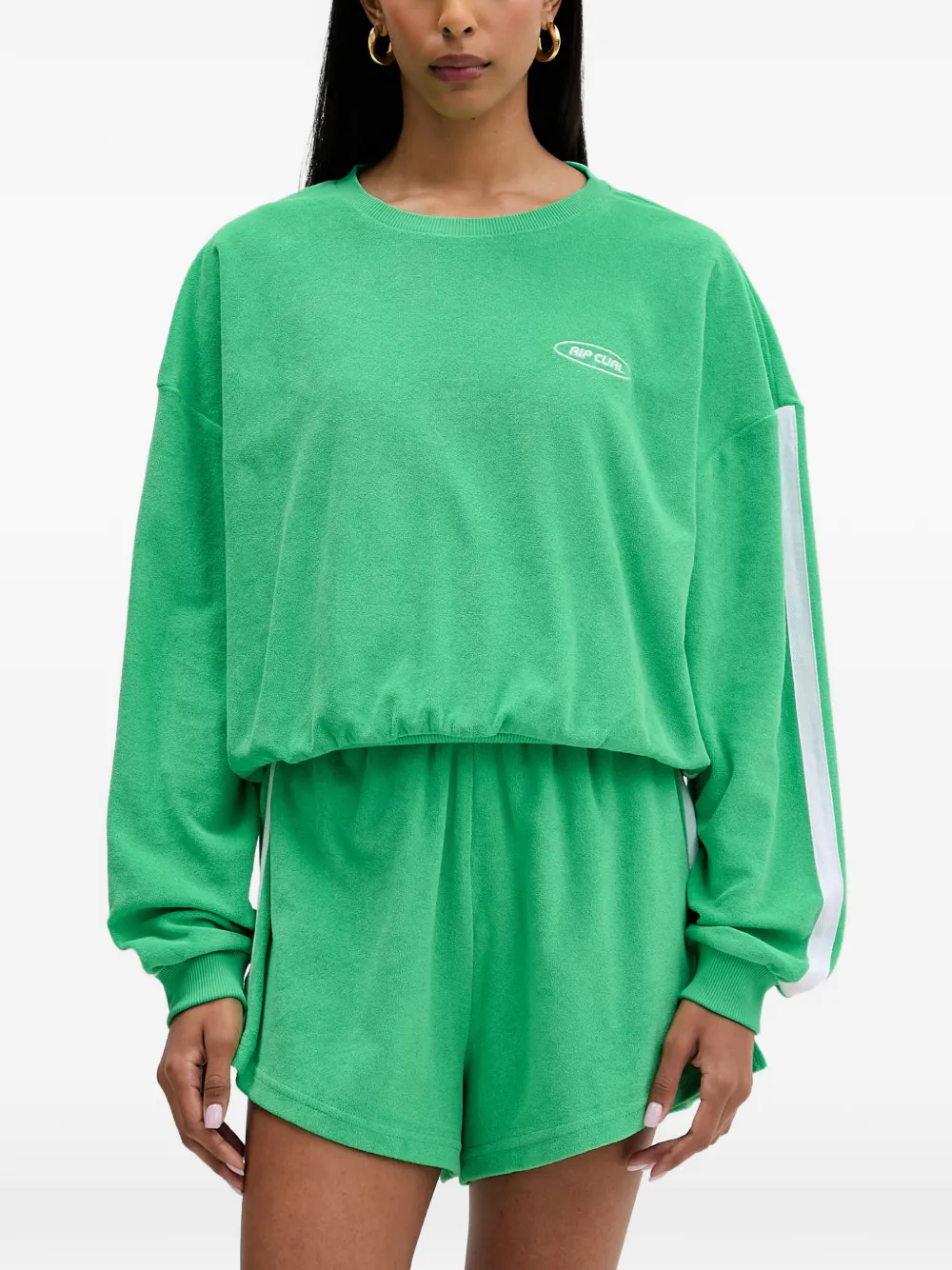 Rip Curl High Tide logo-embroidered side-stripe sweatshirt - Verde