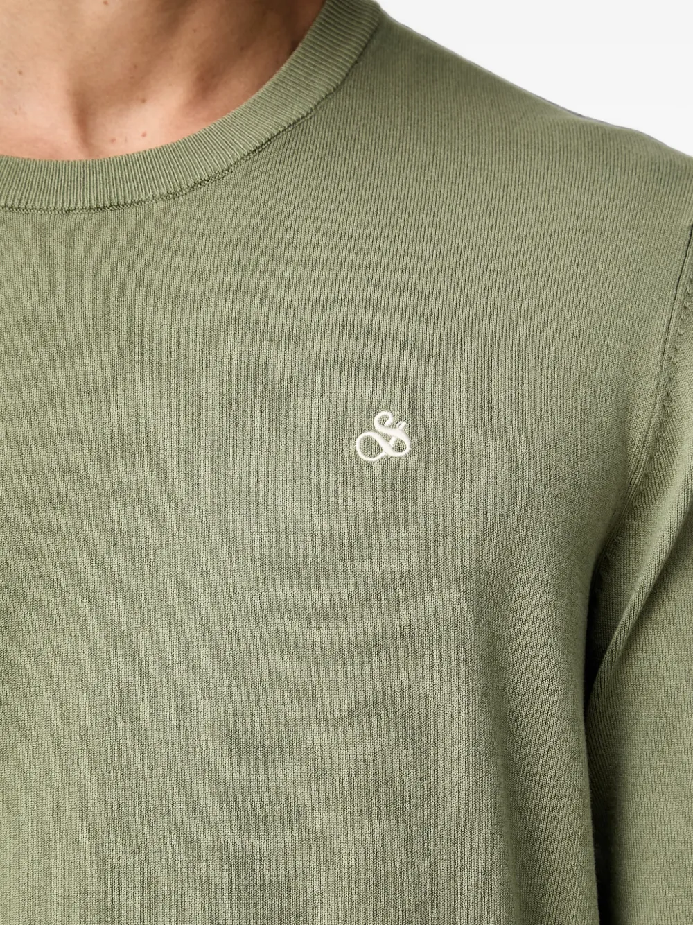 Scotch & Soda Trui met geborduurd logo en ronde hals Groen