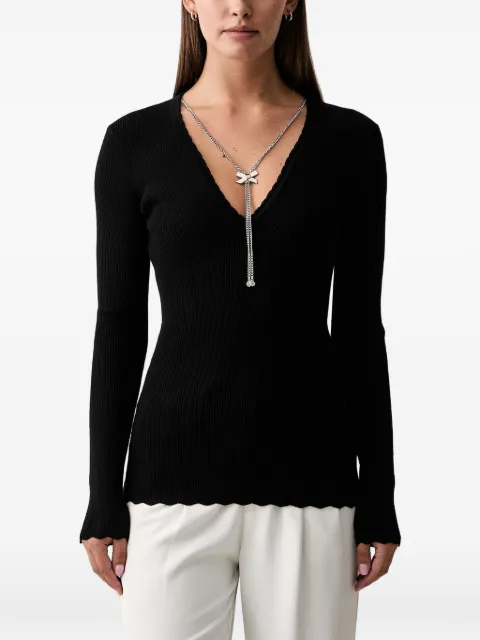 Silvian Heach ribbed V-neck blouse