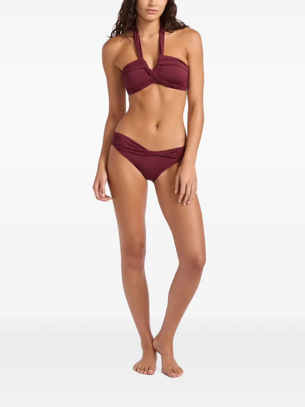 Seafolly Bikinitop met gedraaide halternek Rood