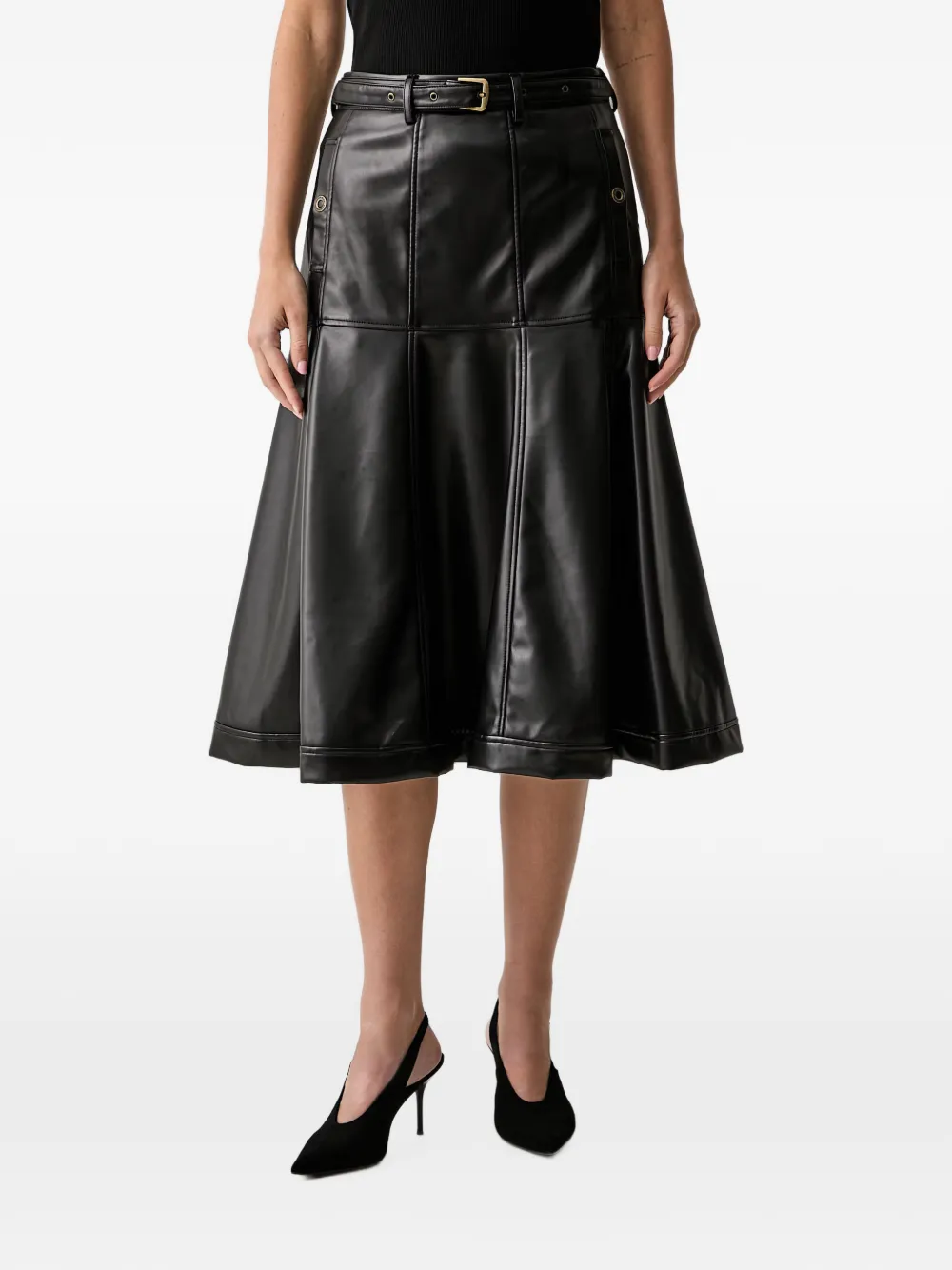 Silvian Heach belted panelled midi skirt - Nero