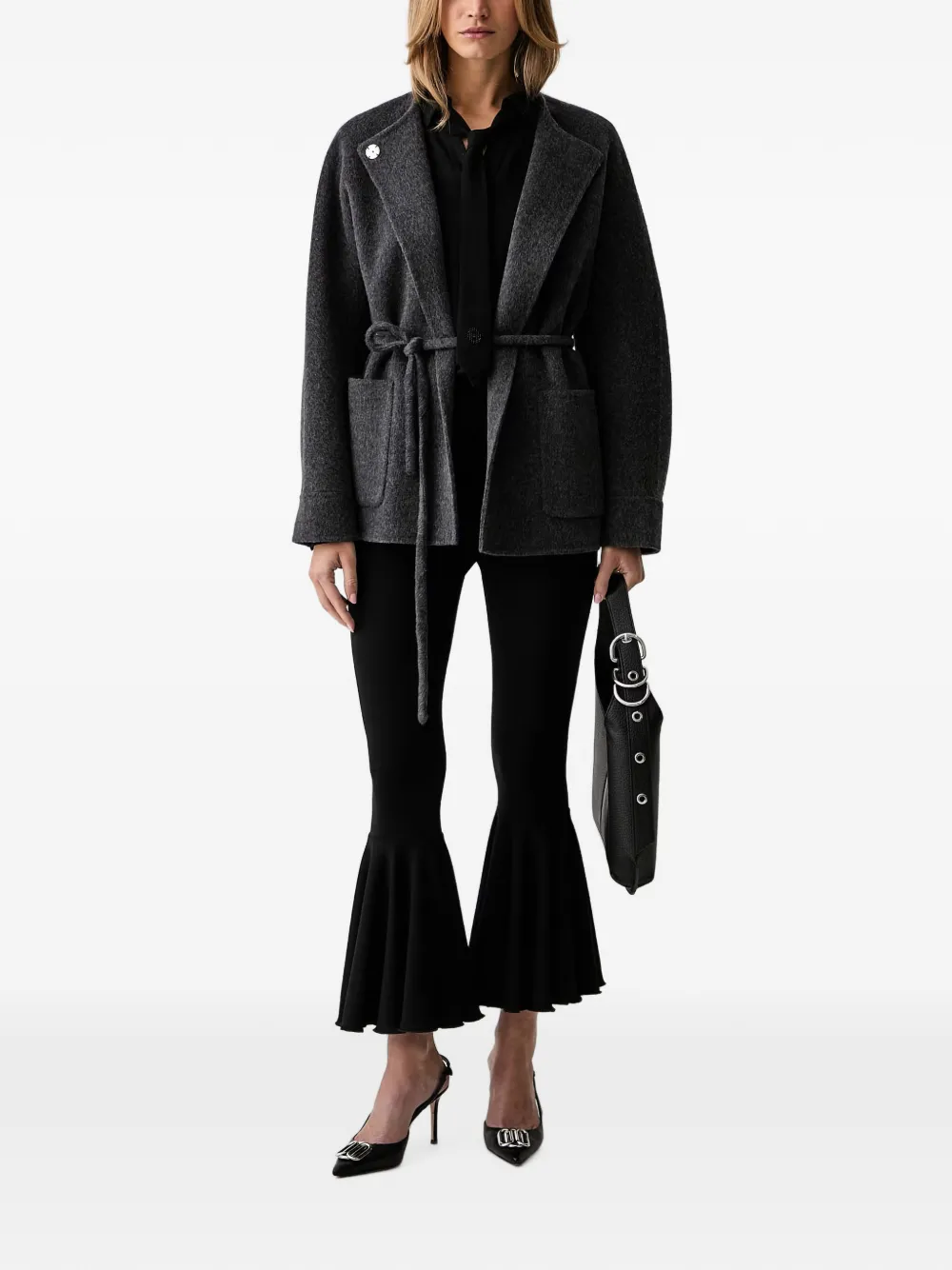 Silvian Heach Jack met opgestikte zak en ceintuur Grijs