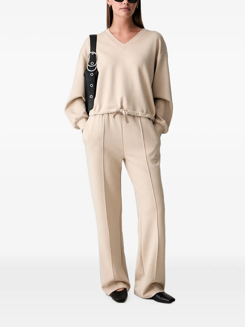 Scotch & Soda drawstring V-neck sweater Beige