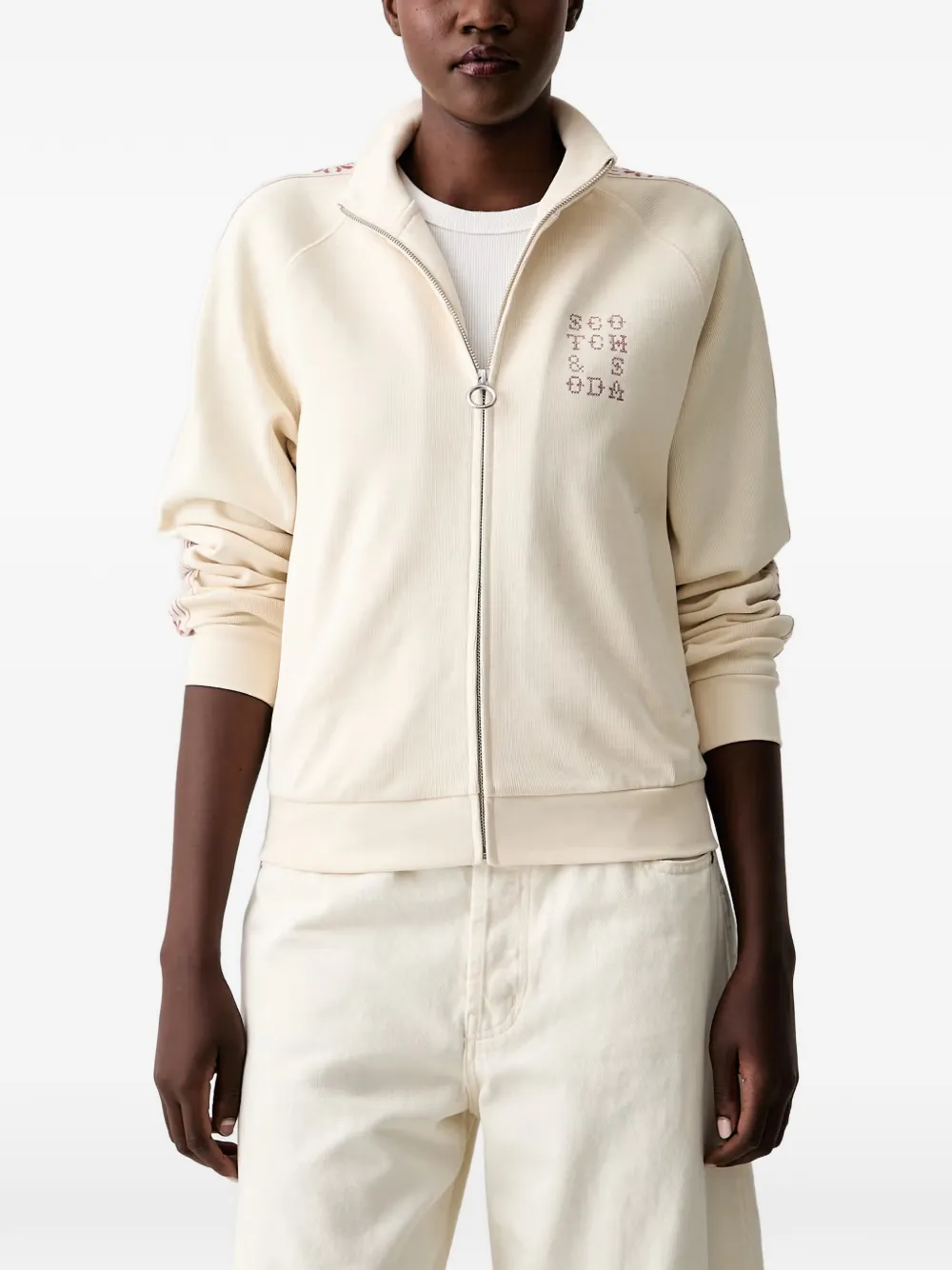 Scotch & Soda embroidered zip-up sweater - Weiß