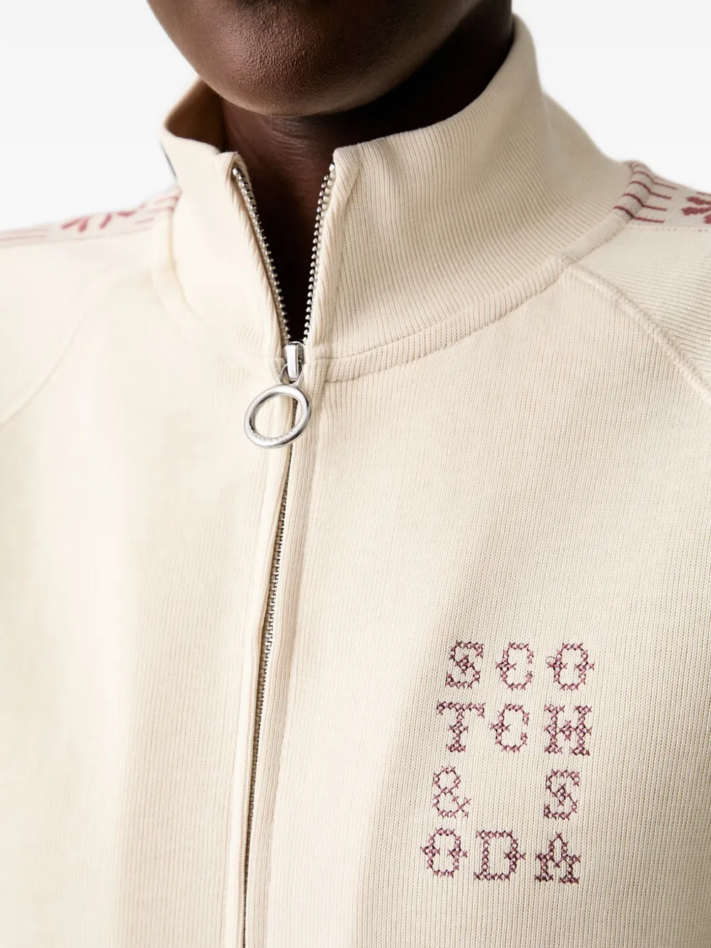 Scotch & Soda Trui met rits en borduurwerk Wit