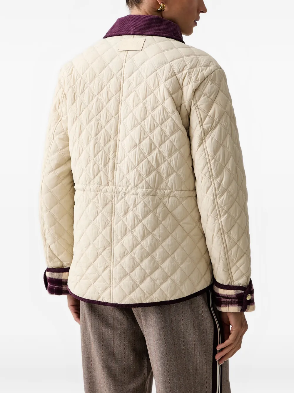 Silvian Heach Gewatteerd jack met ribfluwelen kraag Beige