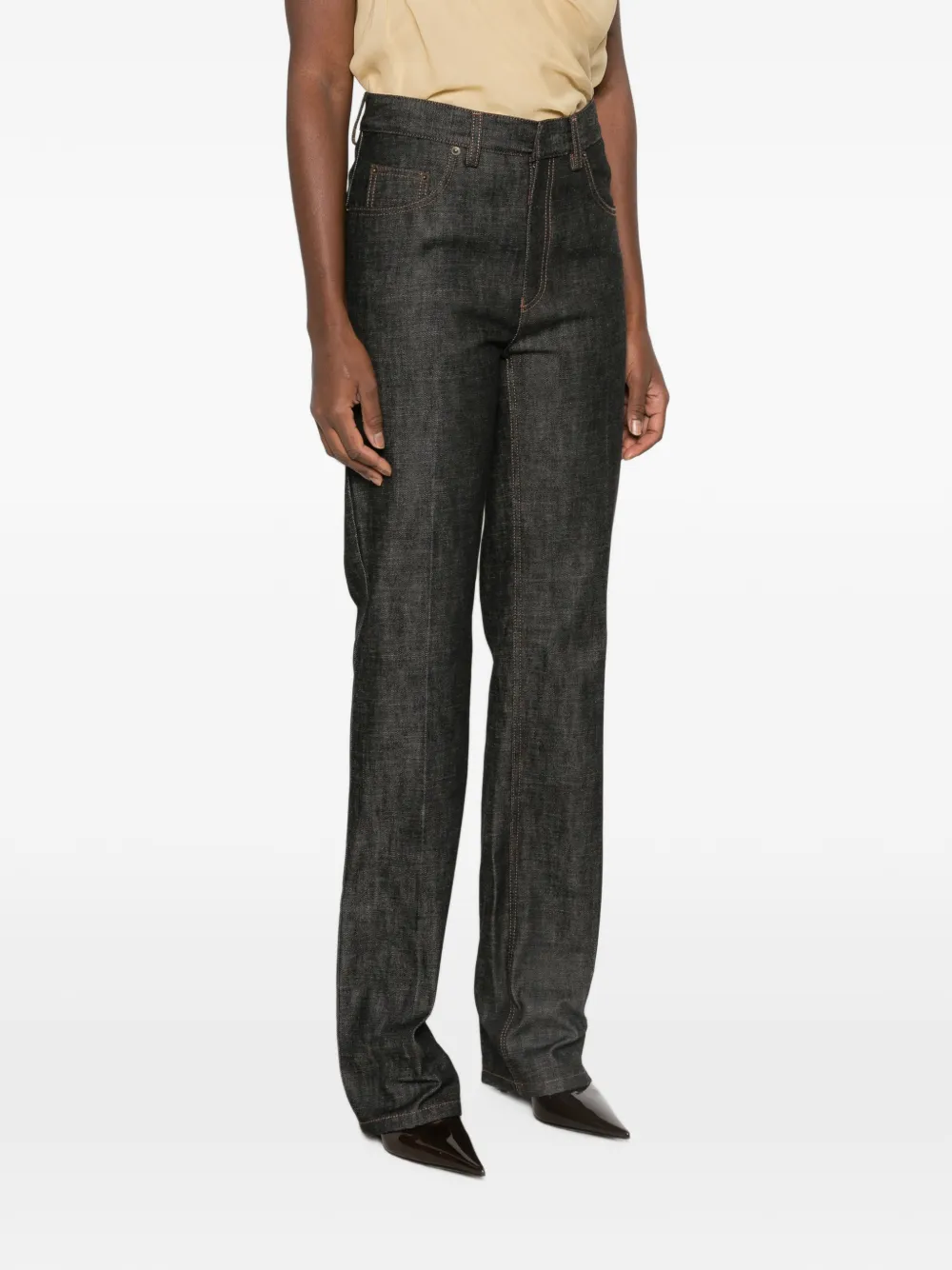 Petar Petrov Dark Frame straight jeans met contrasterende stiksels Grijs