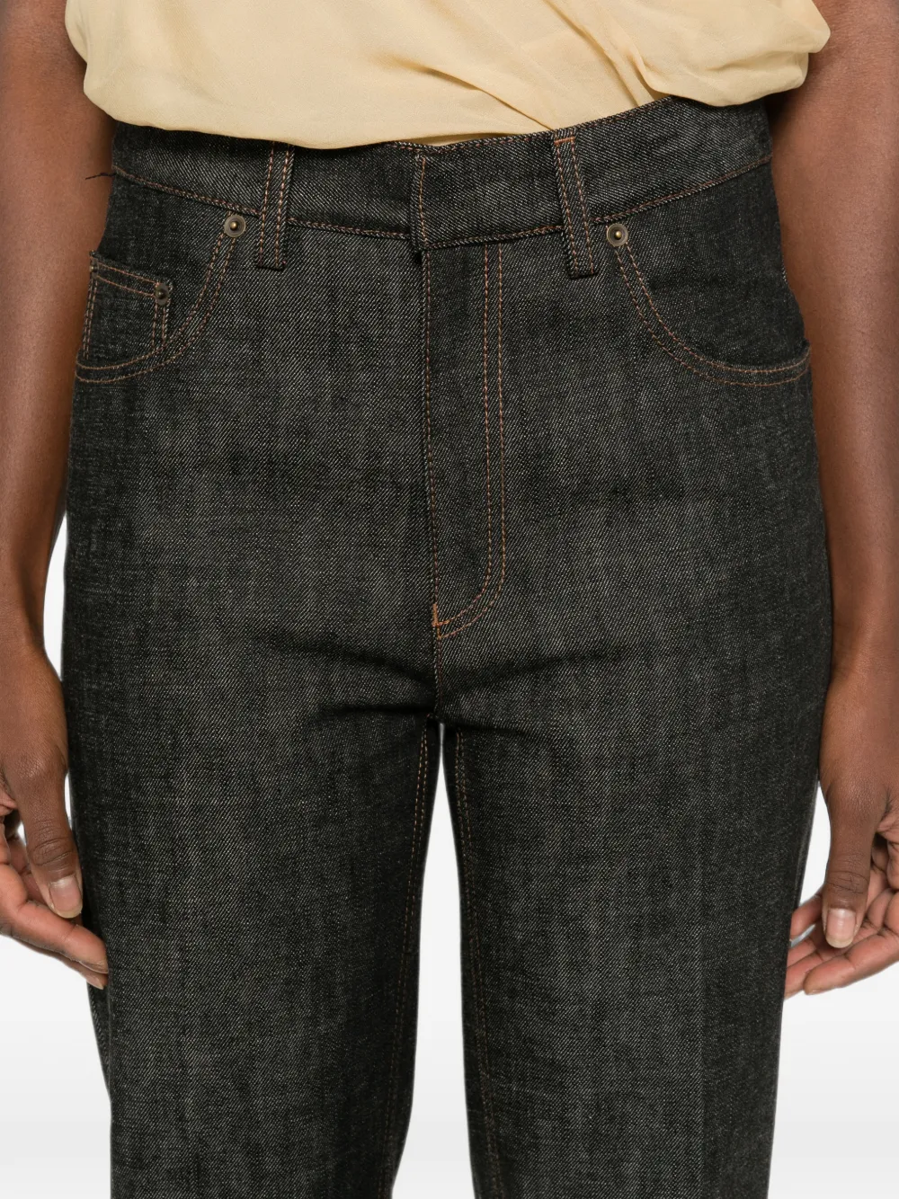 Petar Petrov Dark Frame straight jeans met contrasterende stiksels Grijs