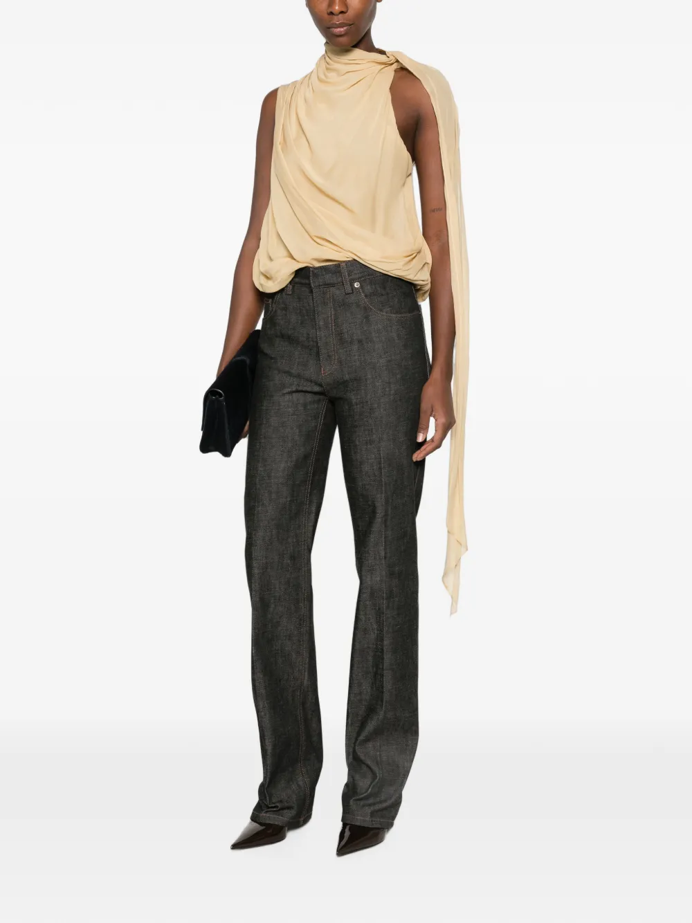 Petar Petrov Dark Frame straight jeans met contrasterende stiksels Grijs