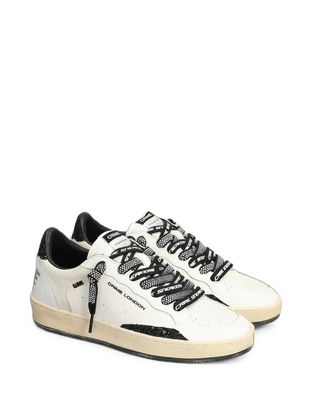 Crime London Chelsea glitter-embellished logo-print sneakers Wit