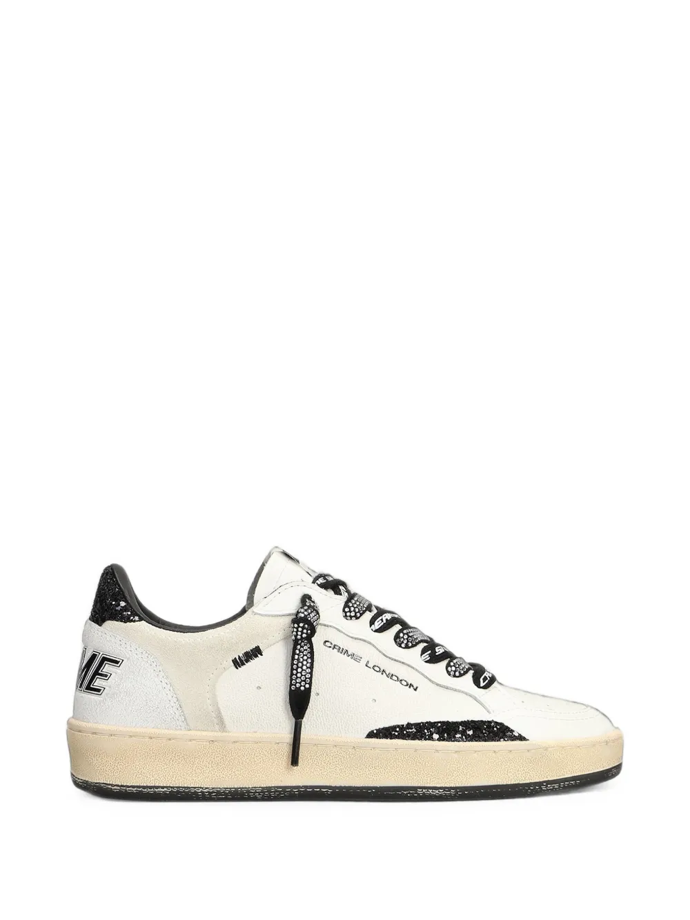 Crime London Chelsea glitter-embellished logo-print sneakers Wit