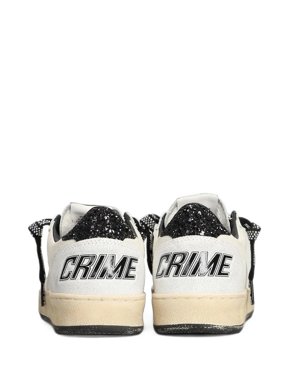 Crime London Chelsea glitter-embellished logo-print sneakers Wit