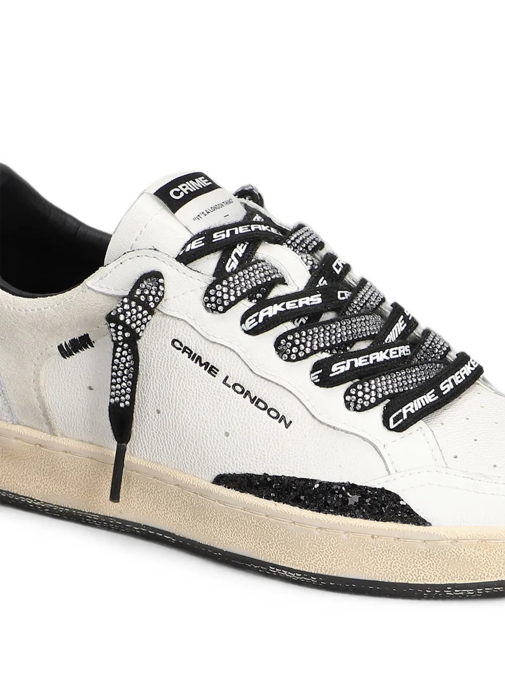 Crime London Chelsea glitter-embellished logo-print sneakers Wit