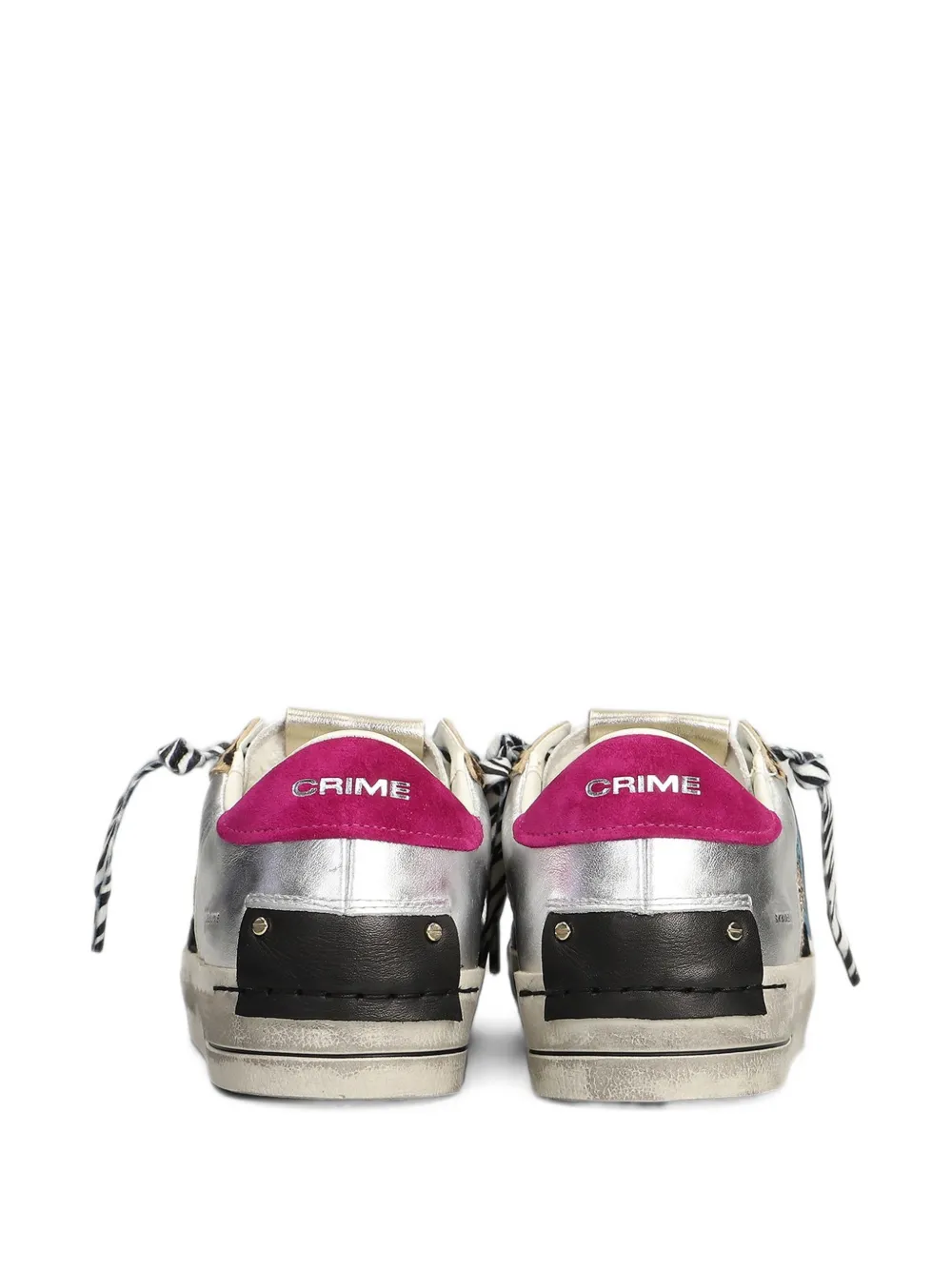 Crime London SK8 Deluxe glitter-panel leopard-print sneakers Zilver