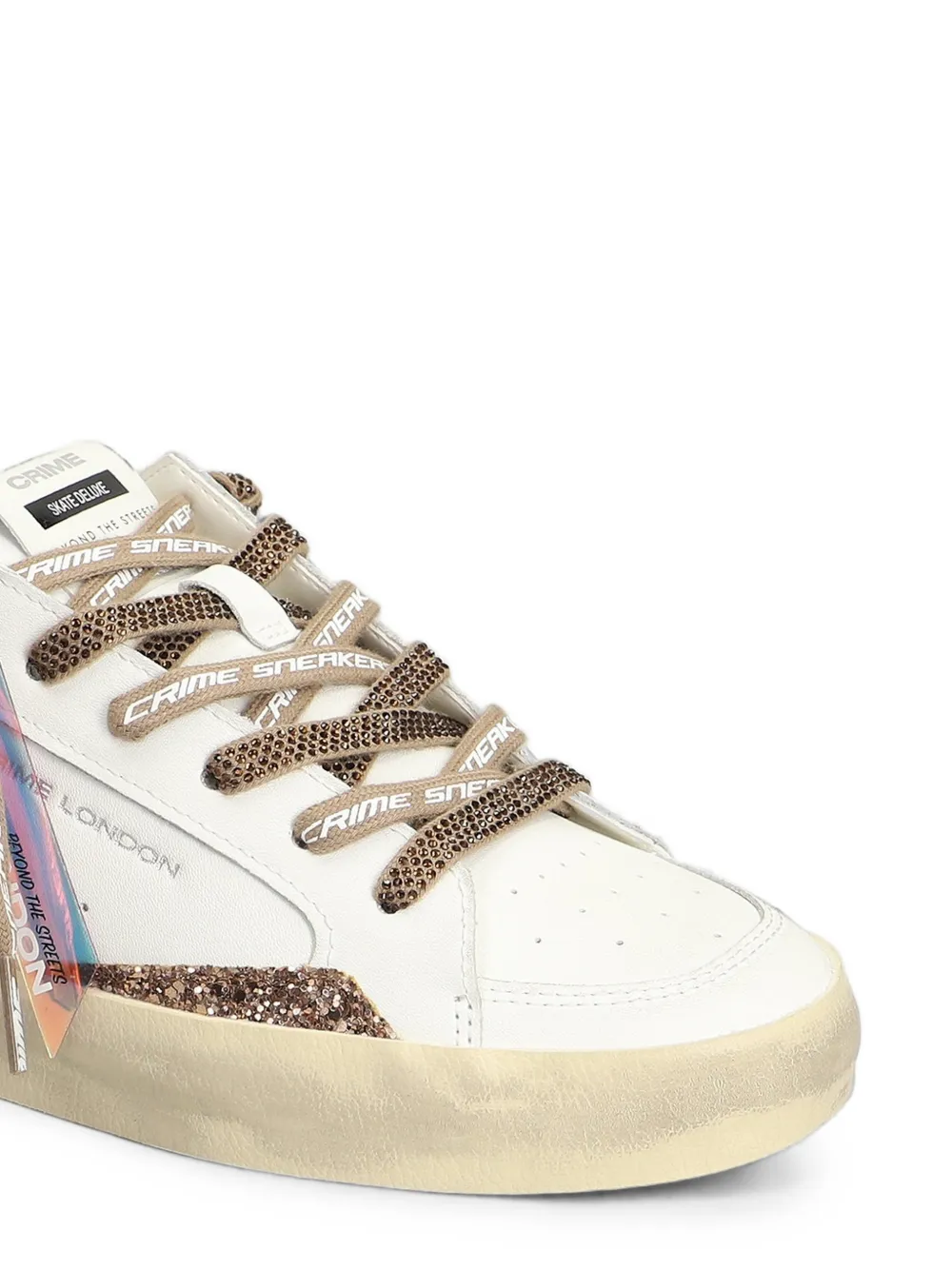 Crime London SK8 Deluxe glitter-panel sneakers Wit