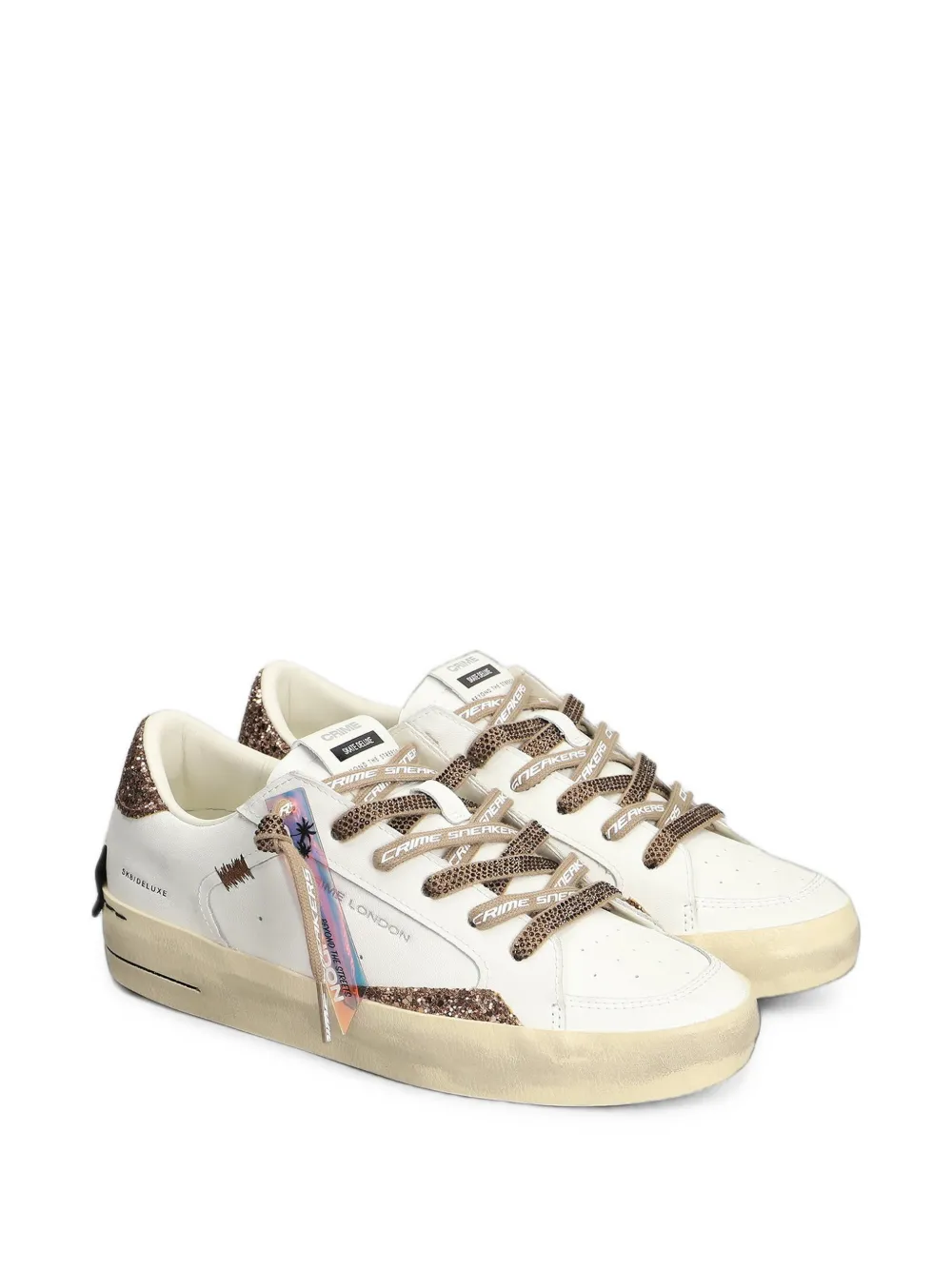Crime London SK8 Deluxe glitter-panel sneakers Wit