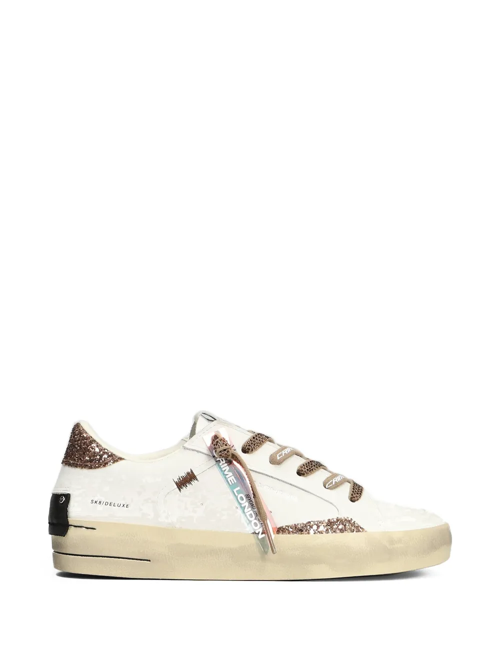 Crime London SK8 Deluxe glitter-panel sneakers Wit