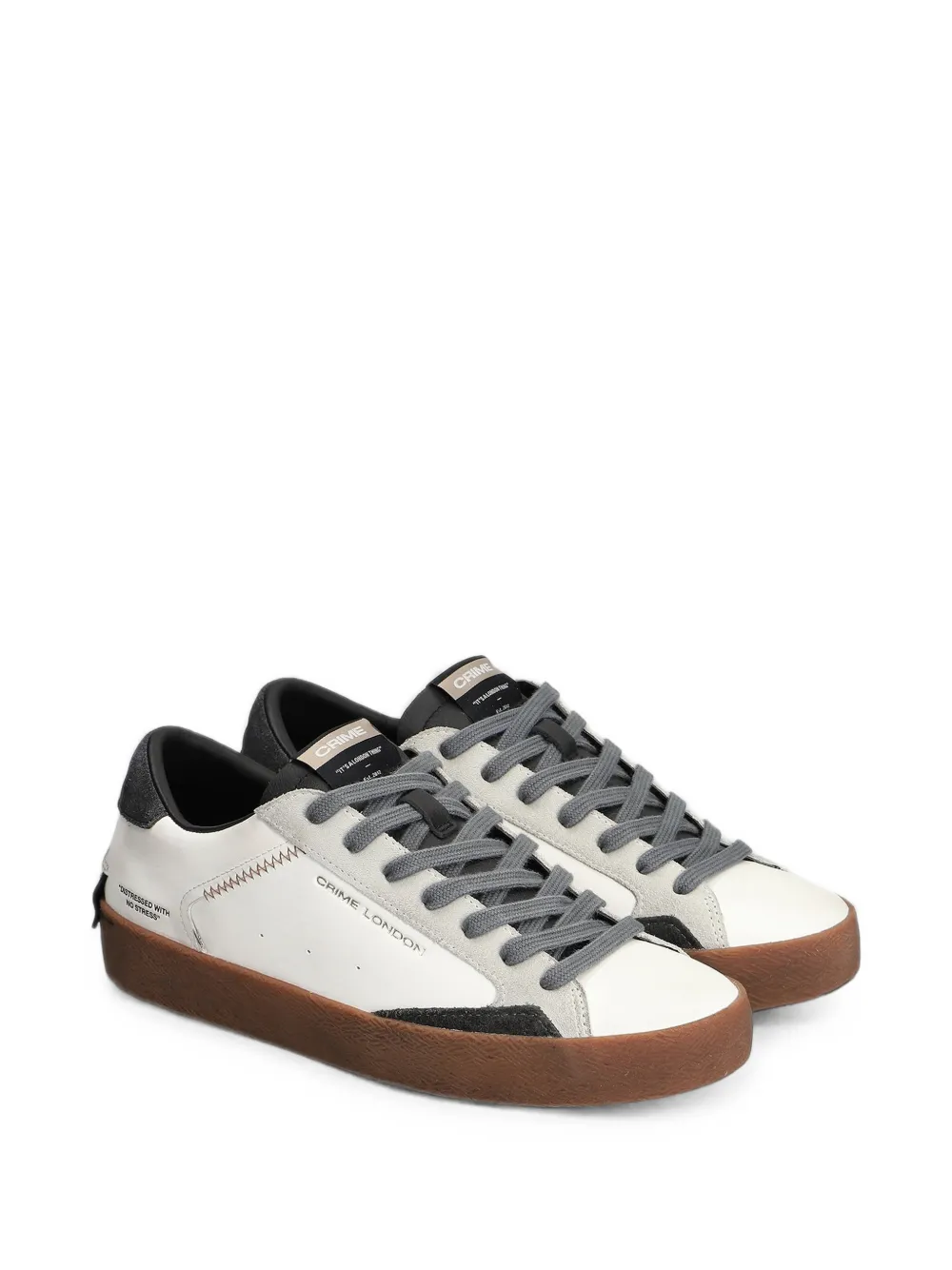 Crime London Distressed leather sneakers Wit