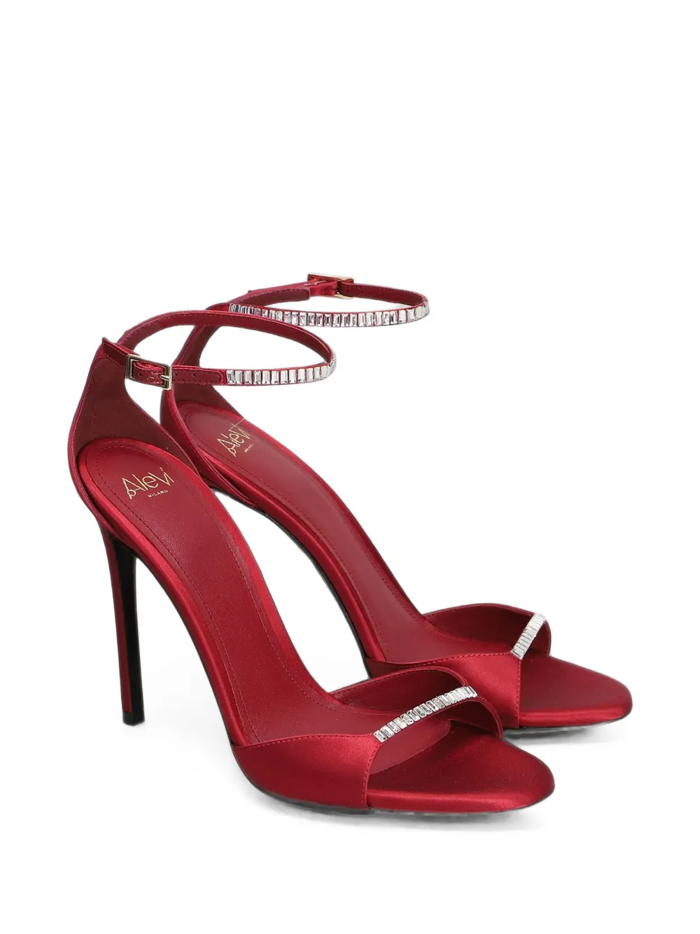 Alevì crystal-embellished satin sandals Rood