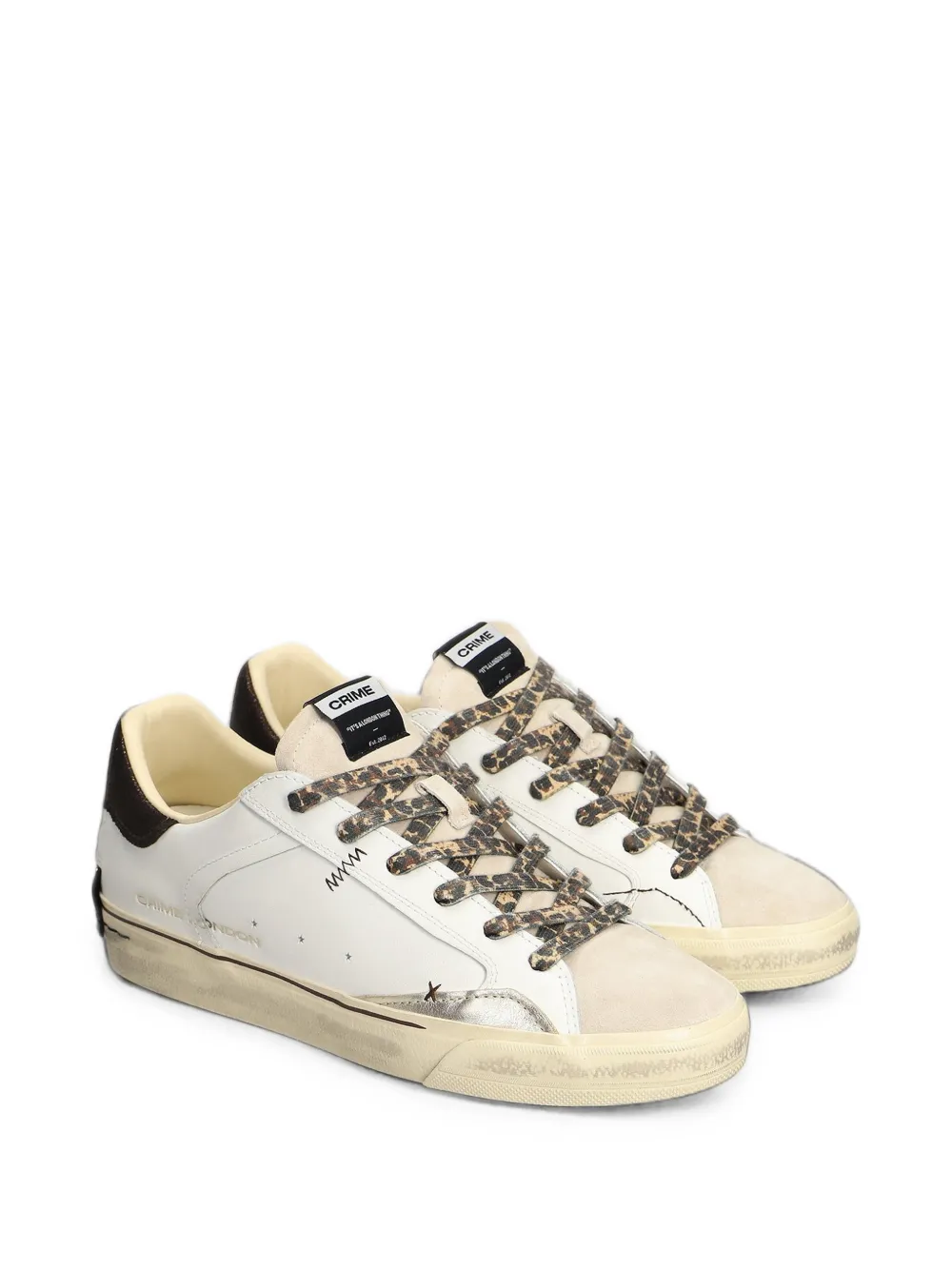 Crime London Deconstructed leopard-print laces sneakers Wit
