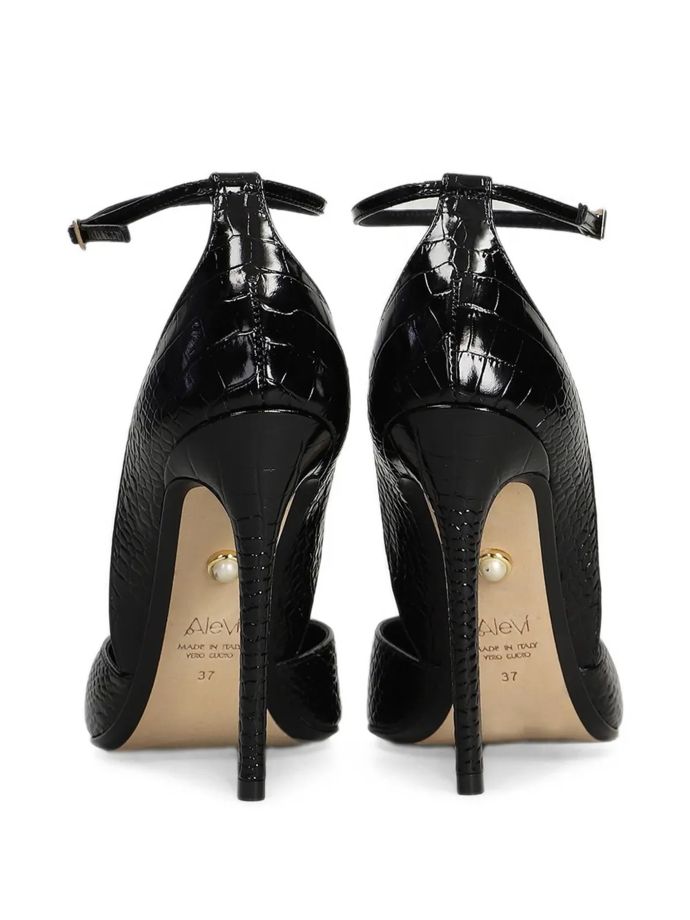 Alevì Camilla croc-effect ankle-strap pumps Zwart