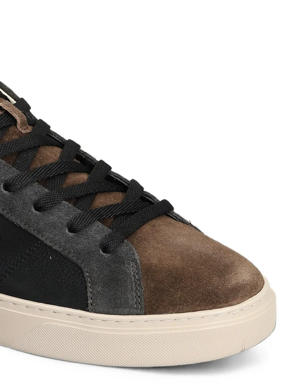 Crime London suede-panelled leather sneakers Zwart