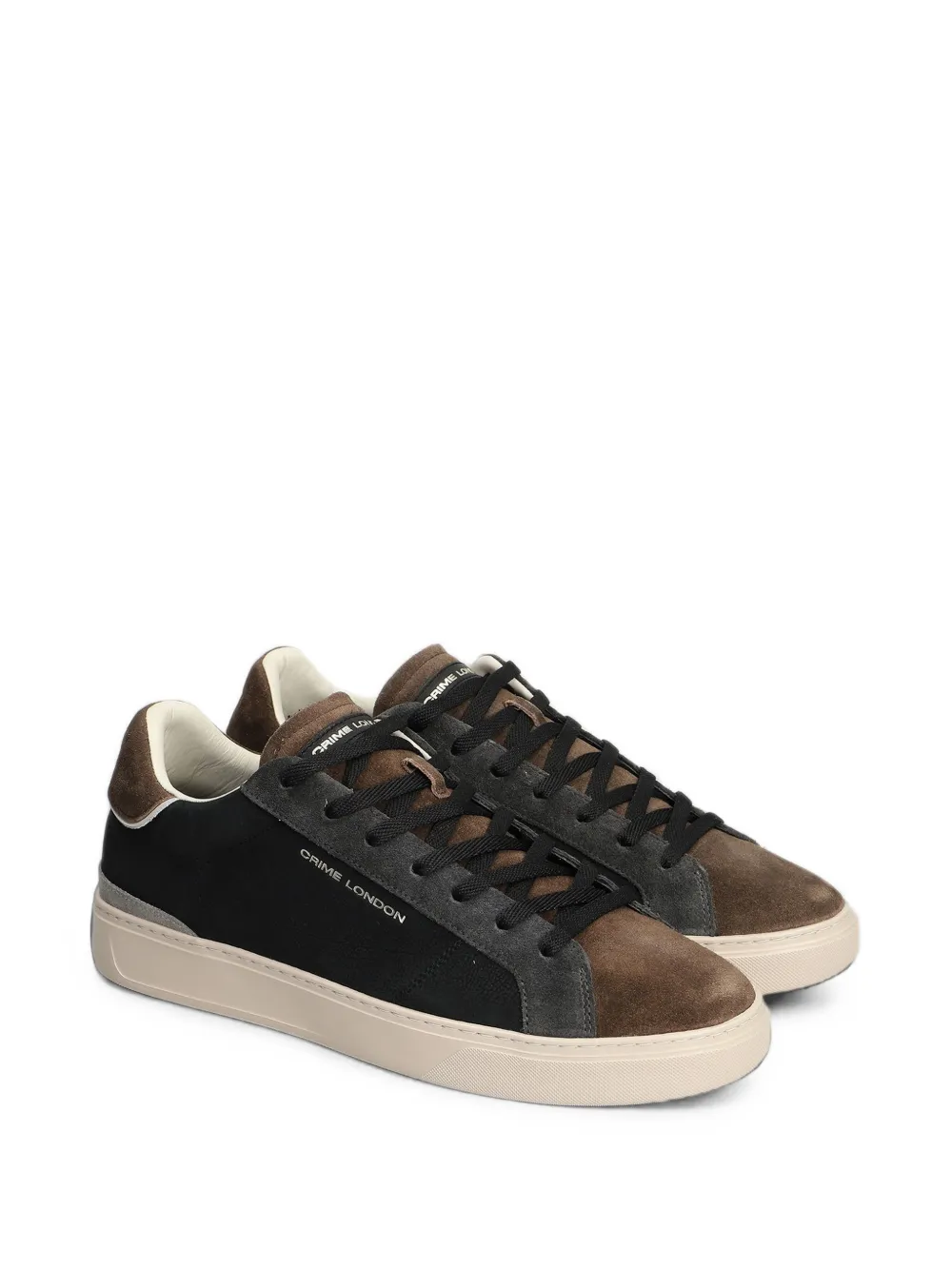 Crime London suede-panelled leather sneakers Zwart