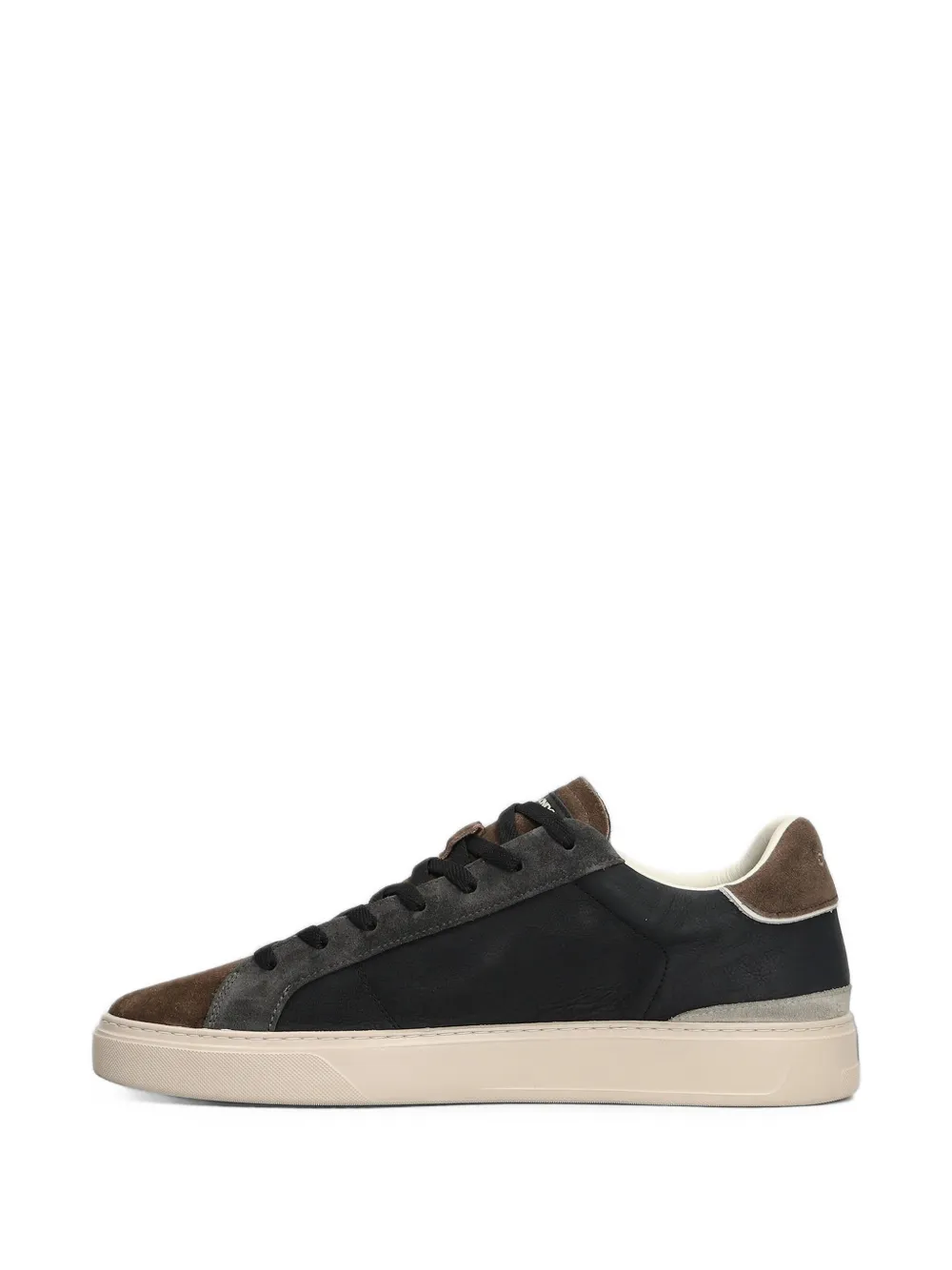Crime London suede-panelled leather sneakers Zwart