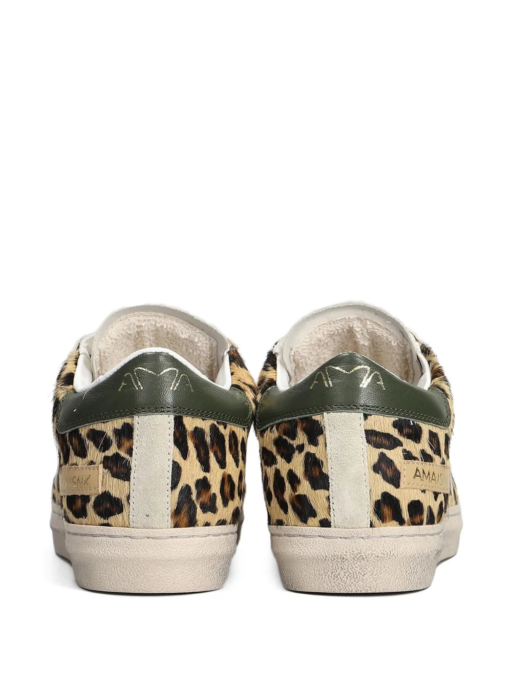 Ama Brand Sneakers met luipaardprint en sterpatch Beige