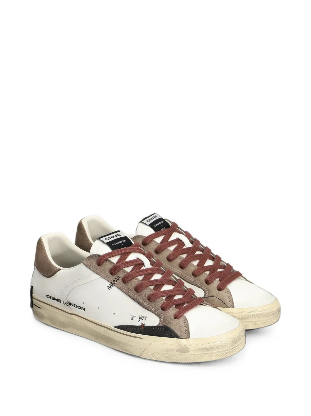 Crime London Deconstructed distressed-effect panelled sneakers Wit