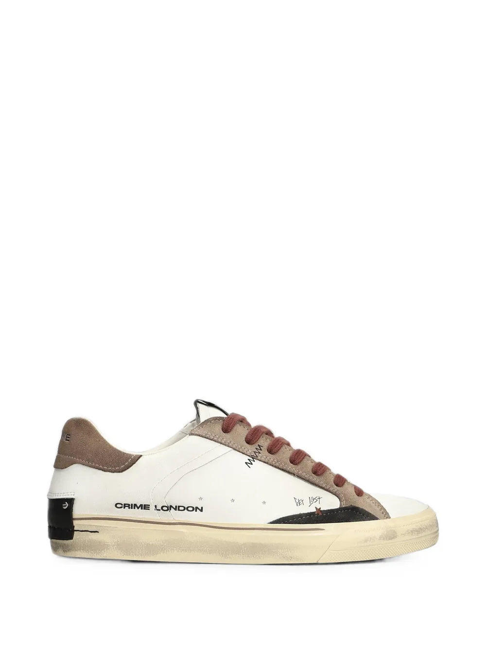 Crime London Deconstructed distressed-effect panelled sneakers Wit
