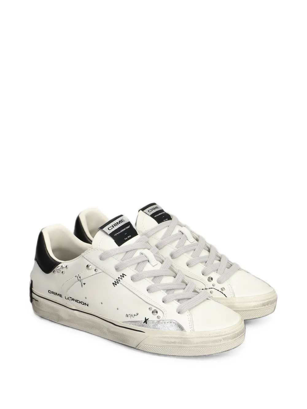 Crime London Deconstructed stud-embellished sneakers Wit