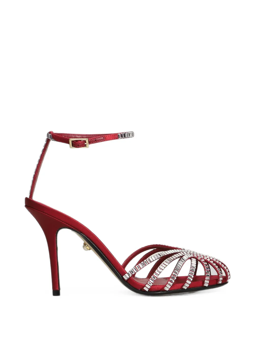Alevì Penelope crystal-embellished cage sandals Rood