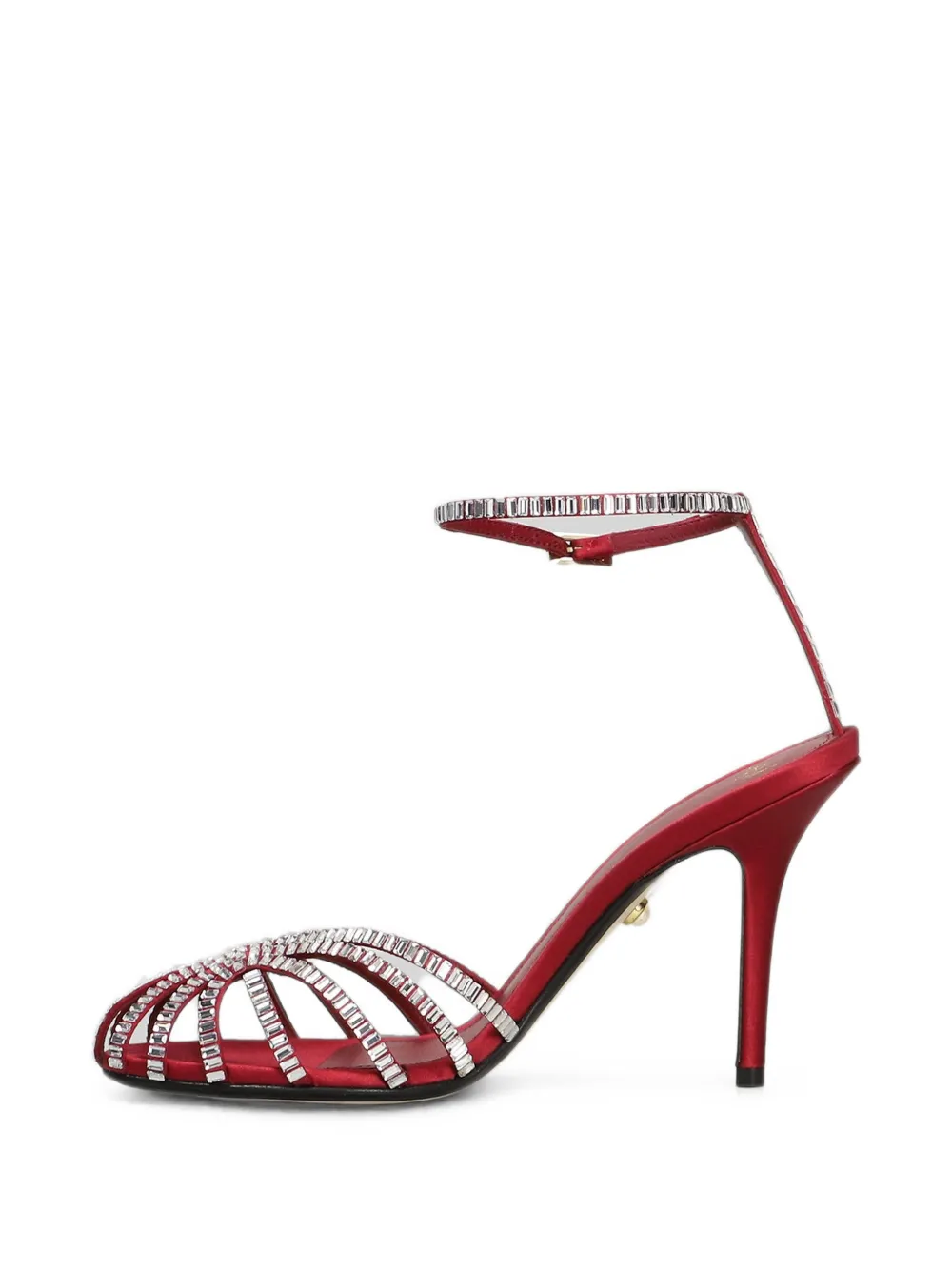 Alevì Penelope crystal-embellished cage sandals Rood