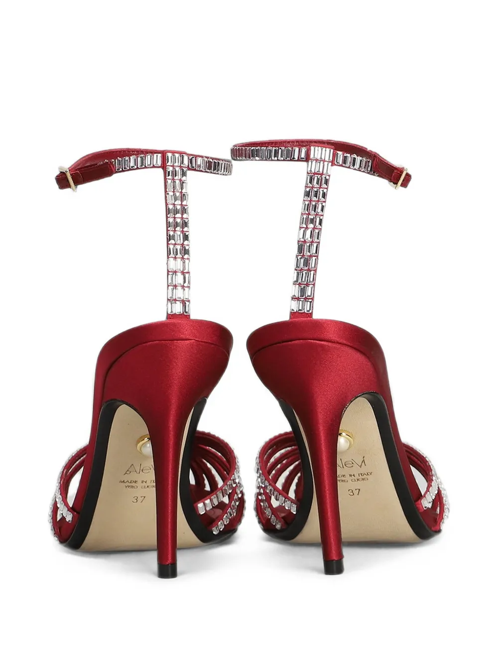 Alevì Penelope crystal-embellished cage sandals Rood