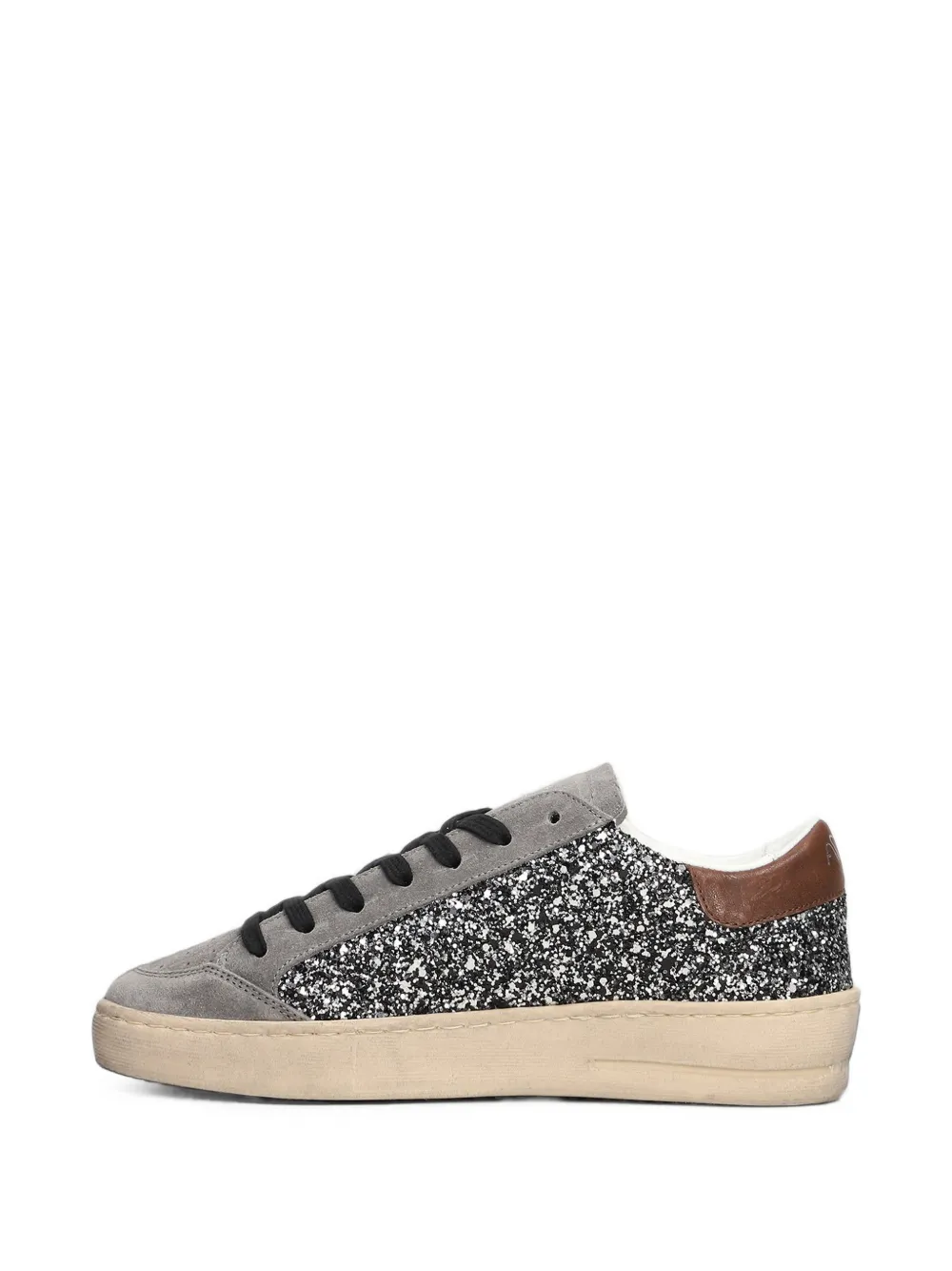 Ama Brand glitter-embellished star-patch sneakers Grijs
