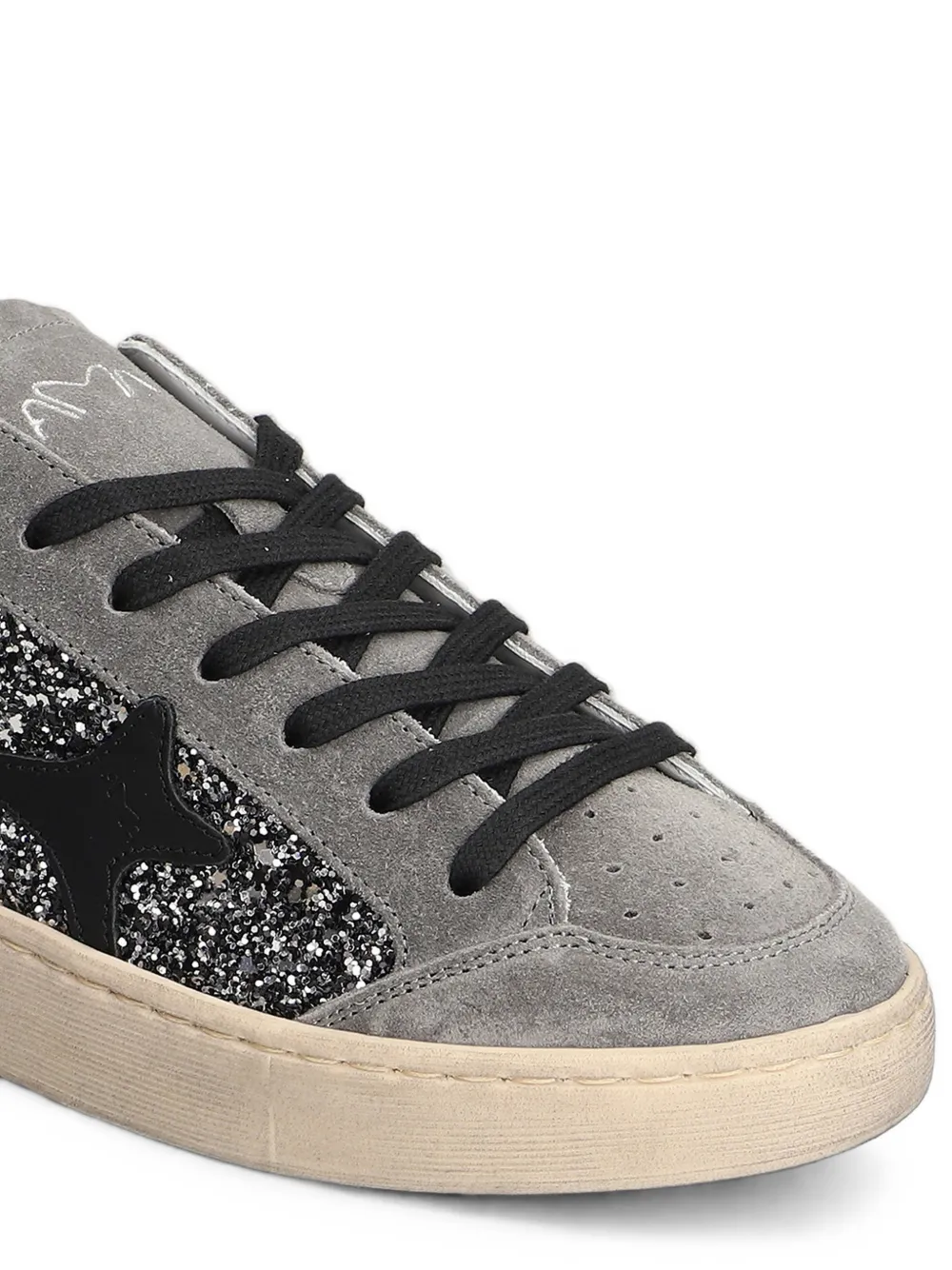 Ama Brand glitter-embellished star-patch sneakers Grijs