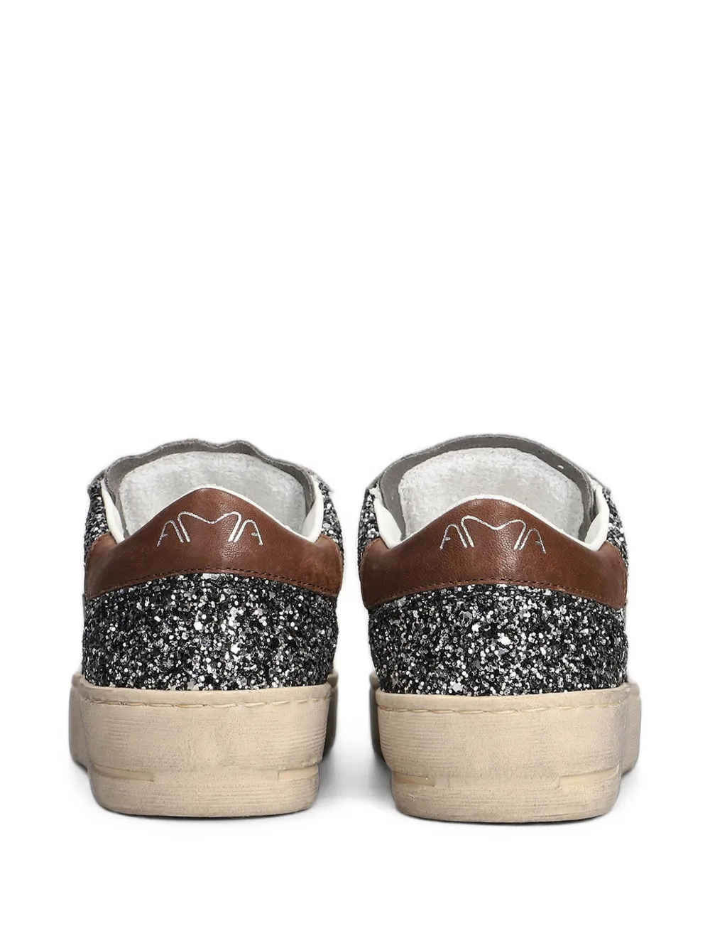 Ama Brand glitter-embellished star-patch sneakers Grijs