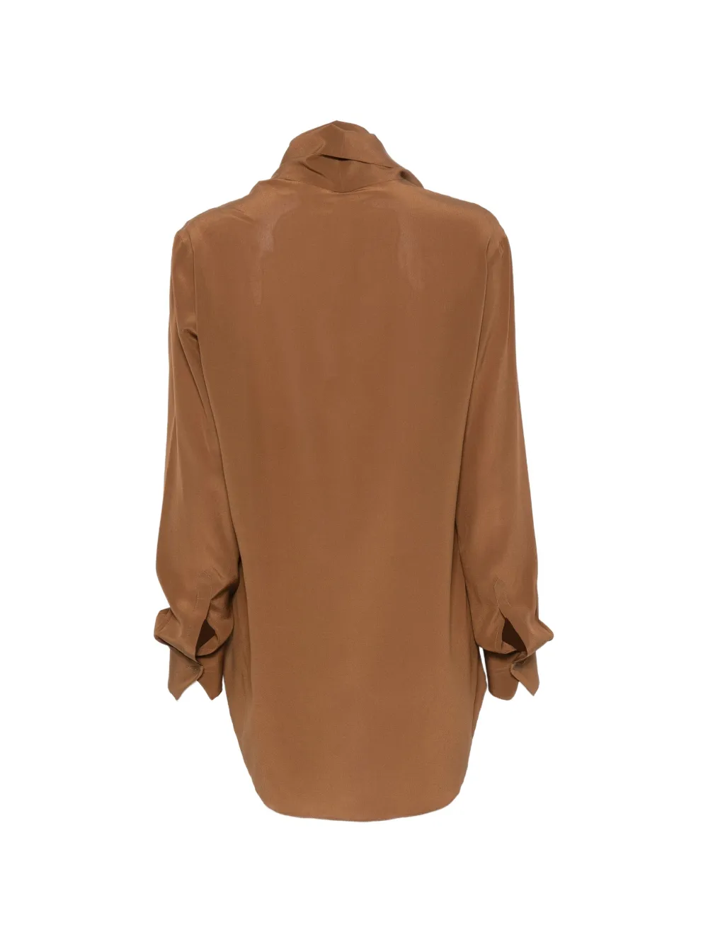 Petar Petrov Pussy-bow Silk Blouse in Brown, view 2