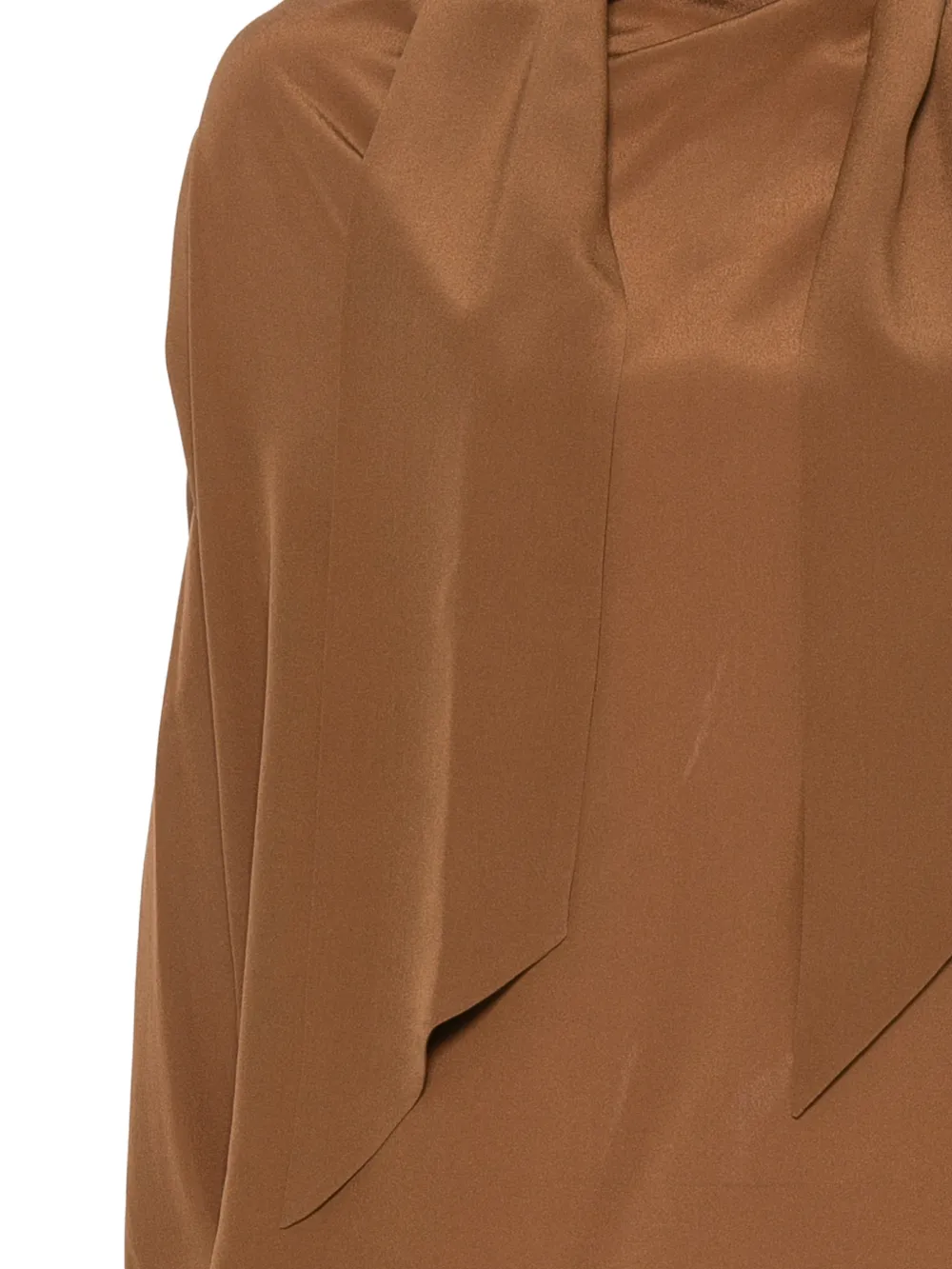 Petar Petrov Pussy-bow Silk Blouse in Brown, view 3