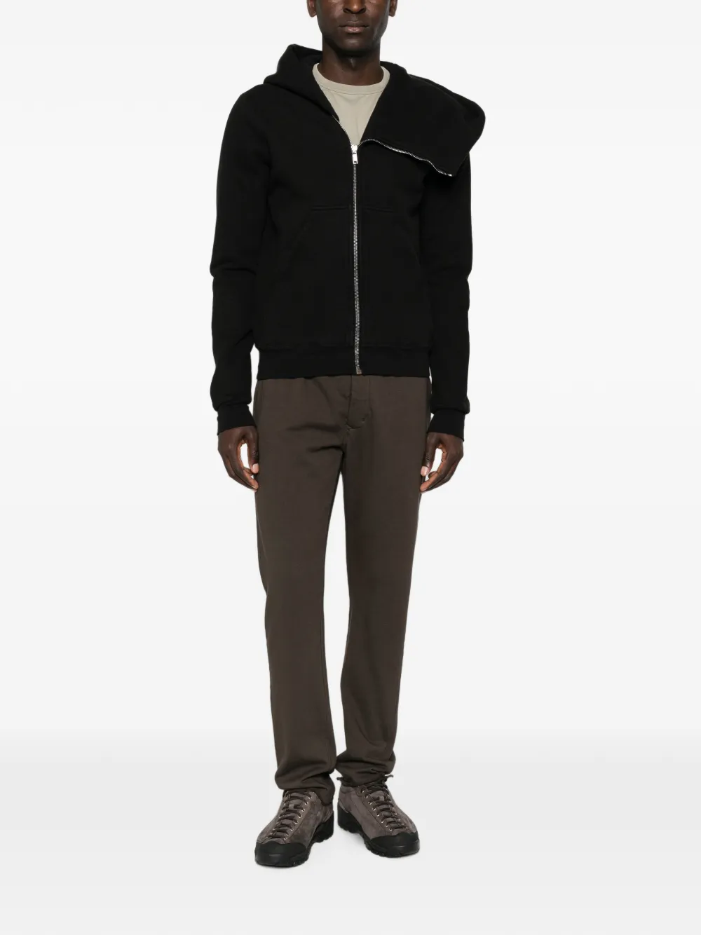 Rick Owens DRKSHDW Hoodie met asymmetrische rits Zwart