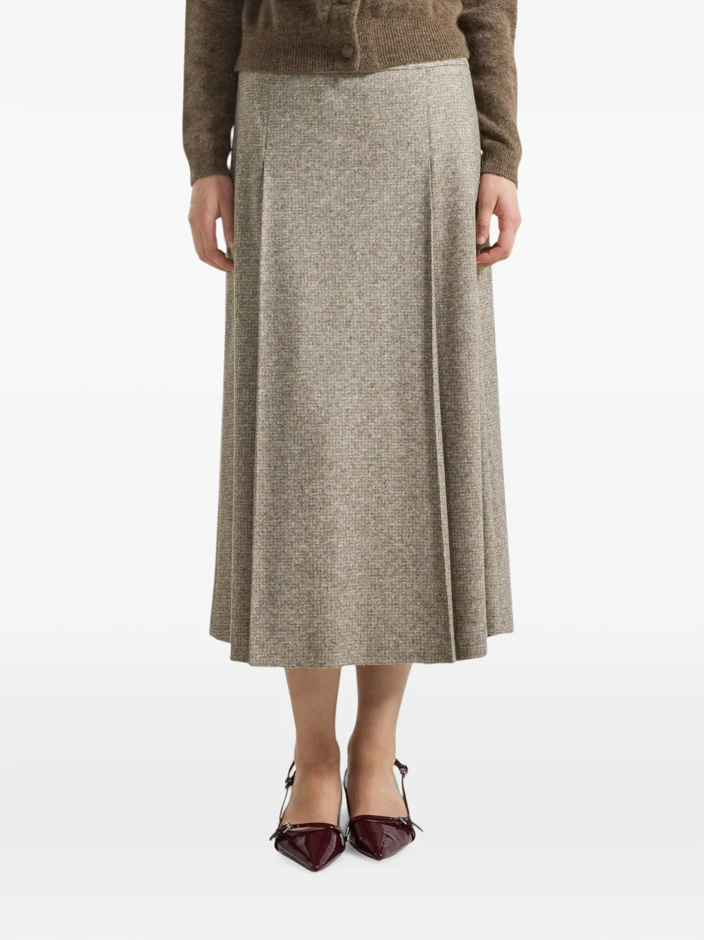 Seventy pleated A-line midi skirt - Toni neutri